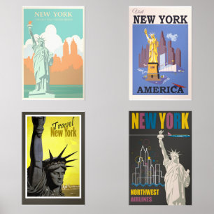 New Yorker Oldtimer-Plakate Bilderwand Sets