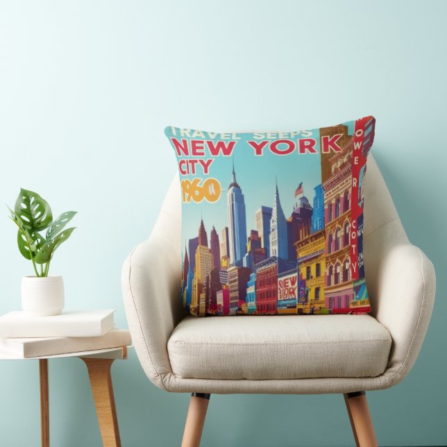 New Yorker Poster der 1960er | Bold Red & Yellow" Kissen (Stuhl )