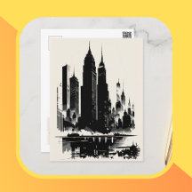 New Yorker Postkarten-Kunststil Vintage-Gebäude