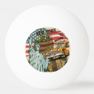 New Yorker Reiseplakat. Tischtennisball