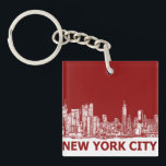 New Yorker Rotmaroon Schlüsselanhänger<br><div class="desc">Dies sind Tintenzeichnungen, die von Lee-Ann Adendorff in Stift und Tinte gemacht wurden. Ich kann jedes Gebäude oder Interieur, das eine besondere Bedeutung für Sie hat, gezeichnet und hier hochladen. Ob es sich um eine wichtige Sehenswürdigkeit, eine familiäre Zuhause oder einen Hochzeitsort handelt, diese Produkte können für ideale Gastgeschenke Hochzeiten...</div>