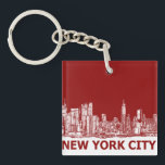 New Yorker Rotmaroon Schlüsselanhänger<br><div class="desc">Dies sind Tintenzeichnungen, die von Lee-Ann Adendorff in Stift und Tinte gemacht wurden. Ich kann jedes Gebäude oder Interieur, das eine besondere Bedeutung für Sie hat, gezeichnet und hier hochladen. Ob es sich um eine wichtige Sehenswürdigkeit, eine familiäre Zuhause oder einen Hochzeitsort handelt, diese Produkte können für ideale Gastgeschenke Hochzeiten...</div>