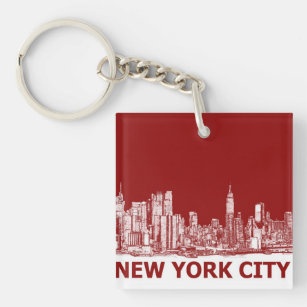 New Yorker Rotmaroon Schlüsselanhänger