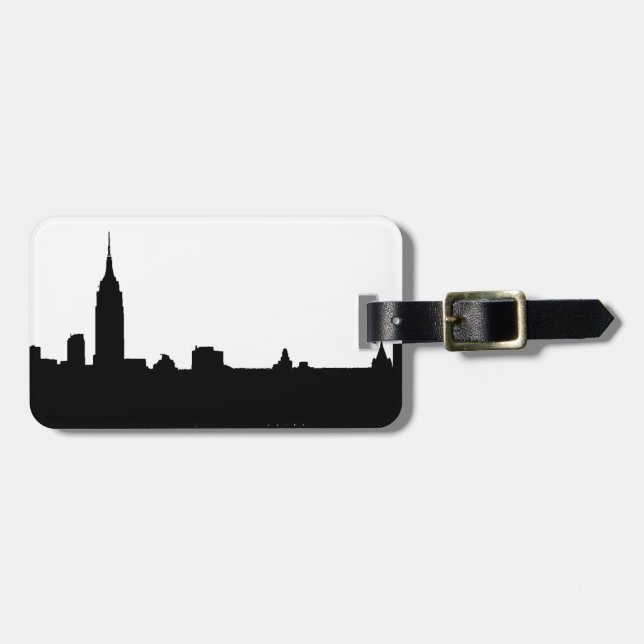 New Yorker Silhouette Black & White Gepäckanhänger (Vorderseite horizontal)