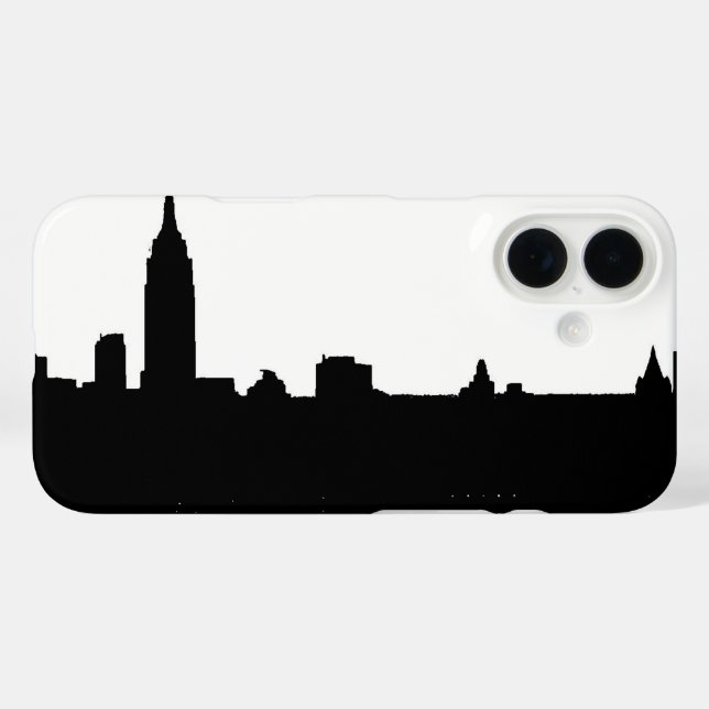 New Yorker Silhouette Black & White iPhone 16 Hülle (Rückseite (Horizontal))