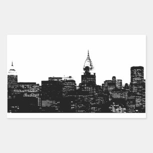 New Yorker Silhouette Black & White Rechteckiger Aufkleber