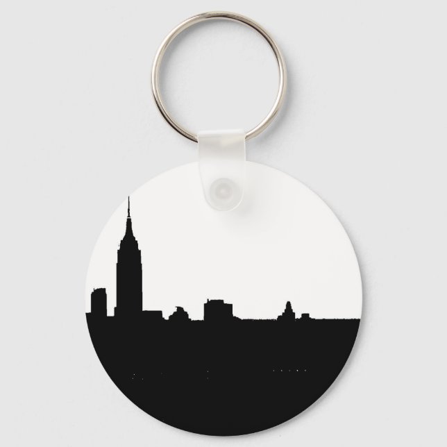 New Yorker Silhouette Black & White Schlüsselanhänger (Vorderseite)