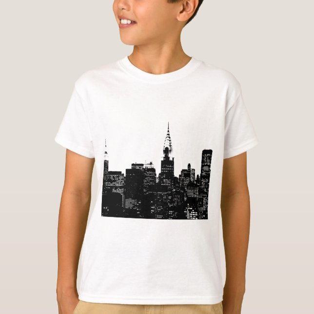 New Yorker Silhouette Black & White T-Shirt (Vorderseite)