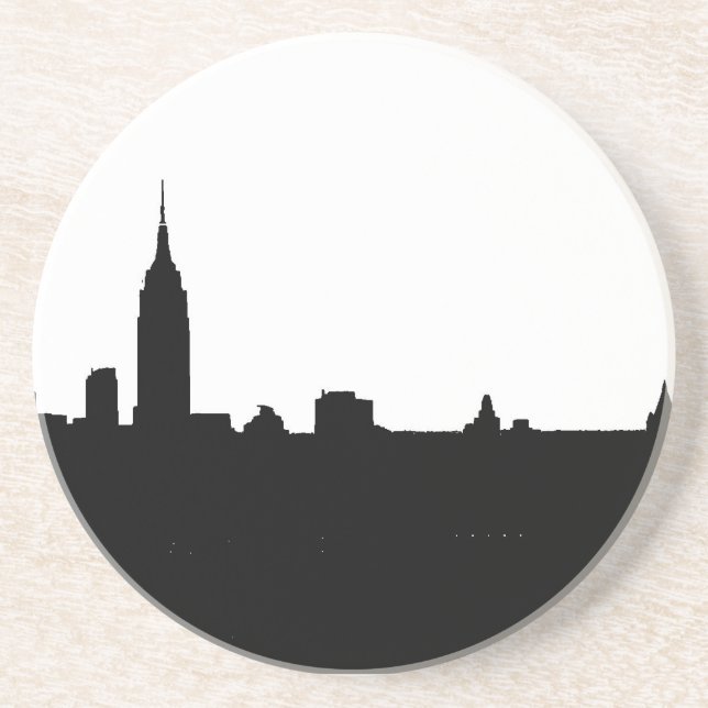 New Yorker Silhouette Black & White Untersetzer (Vorne)