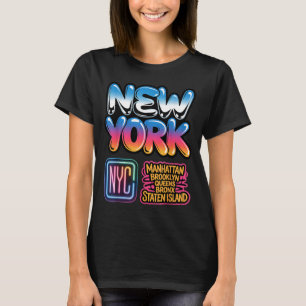 New Yorker Skyline Bronx Queens Manhattan Staat T-Shirt