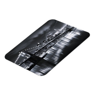 New Yorker Skyline Brooklyn Bridge Monochrom Nacht Magnet