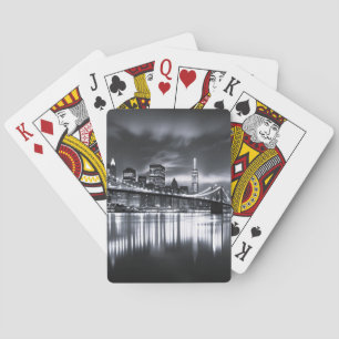 New Yorker Skyline Brooklyn Bridge Monochrom Nacht Spielkarten