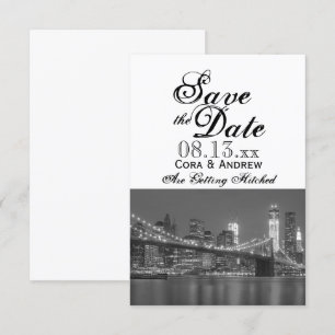 New Yorker Skyline Brooklyn Hochzeit Termin merken Einladung