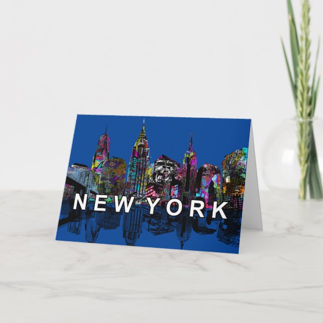 New Yorker Skyline in Graffiti Karte (Vorderseite)