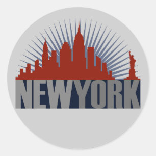 New Yorker Skyline Runder Aufkleber