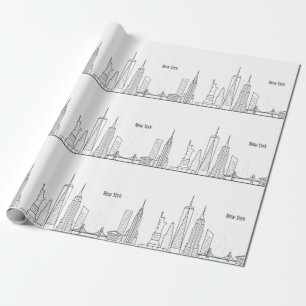 New Yorker Skyline Schwarz Großer Apfel Moderne St Geschenkpapier