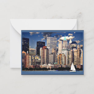 New Yorker Skyline, Segelboot auf dem Hudson River Mitteilungskarte
