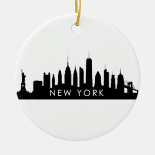 New Yorker Skyline-Silhouette Schwarze elegante Sc Keramik Ornament