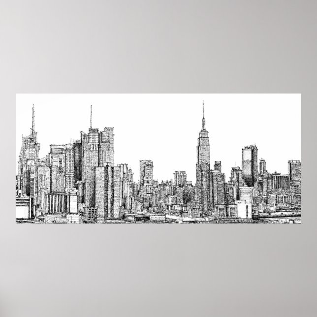 New Yorker Skyline-Tintenplakat Poster (Vorne)