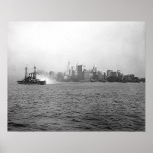 New Yorker Skyline vom Hafen aus, 1920. Vintage-Fo Poster