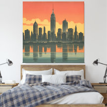New Yorker Staat des Denkens - Retro Skyline-Leinw