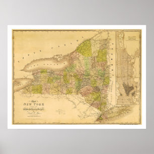 New Yorker Staat Early Map 1839 Poster