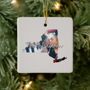 New Yorker Staat Foto-Eingabe und Ortsname Keramikornament