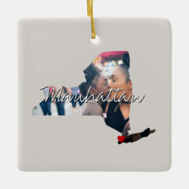 New Yorker Staat Foto-Eingabe und Ortsname Keramikornament