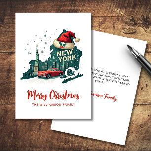 New Yorker Staat Merry Christmas Retro Personalisi Karte