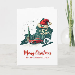 New Yorker Staat Merry Christmas Retro Personalisi Karte