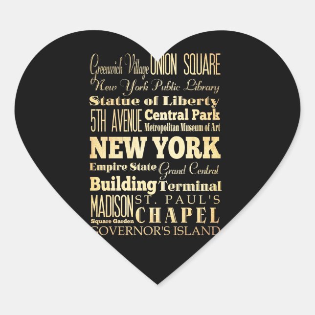 New Yorker Staat Typografie Art Herz-Aufkleber (Vorderseite)