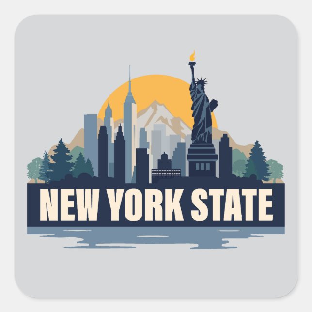 New Yorker Staat, USA Quadratischer Aufkleber (Vorderseite)