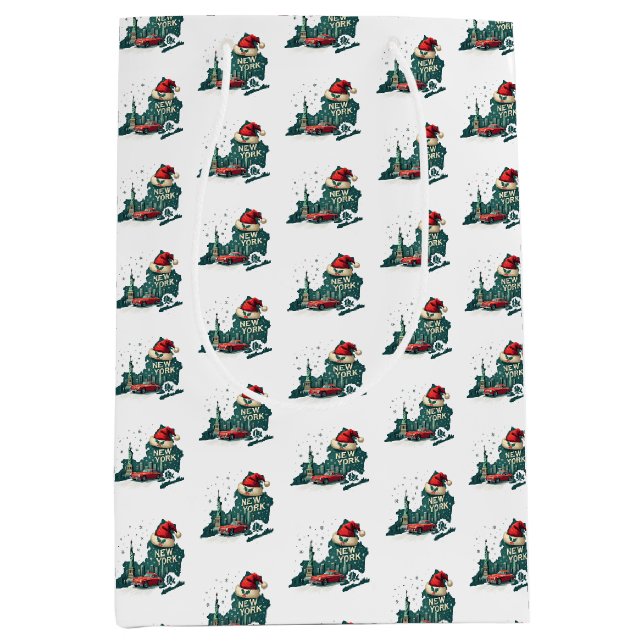 New Yorker Staat Weihnachtssaison Mittlere Geschenktüte (Vorderseite)
