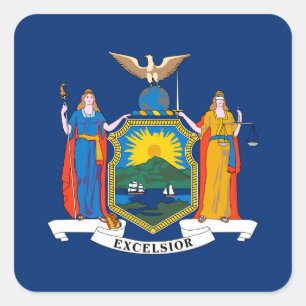New Yorker Staatsflagge Quadratischer Aufkleber