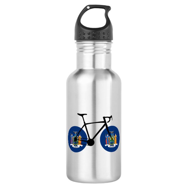 New Yorker Staatsflagge Radfahren Edelstahlflasche (Vorderseite)