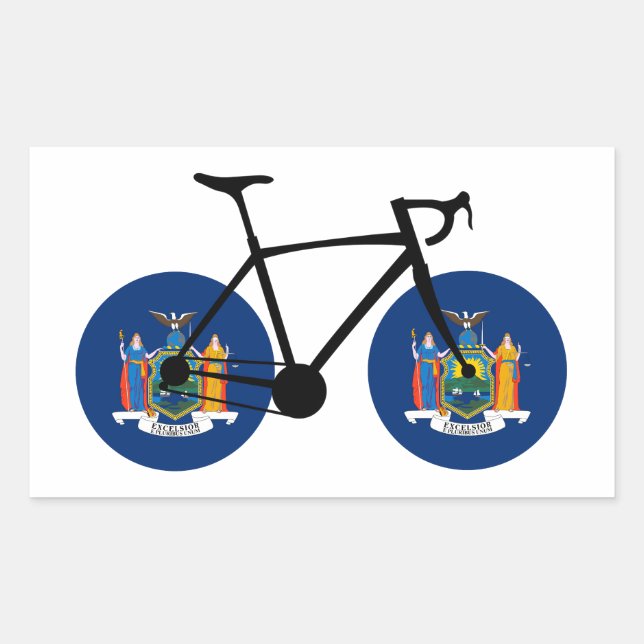 New Yorker Staatsflagge Radfahren Rechteckiger Aufkleber (Vorderseite)