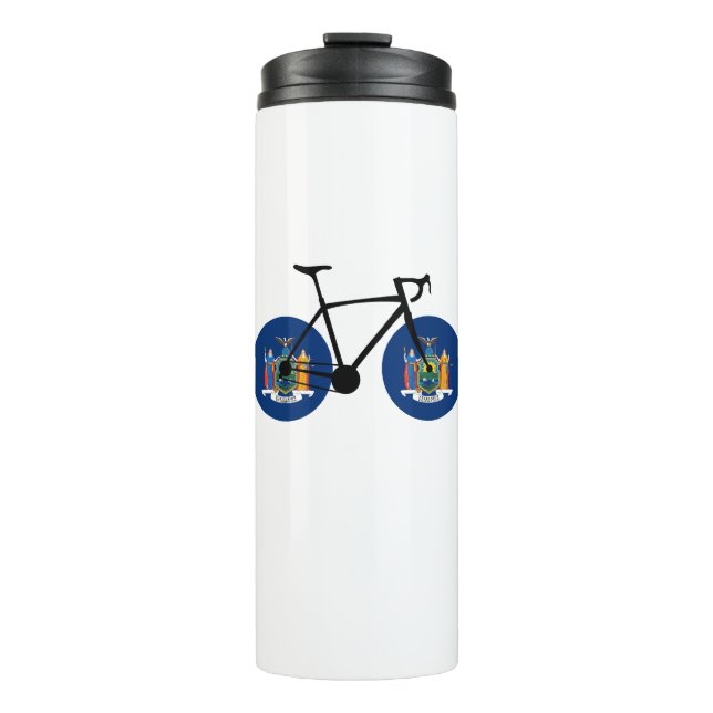 New Yorker Staatsflagge Radfahren Thermosbecher (Vorderseite)