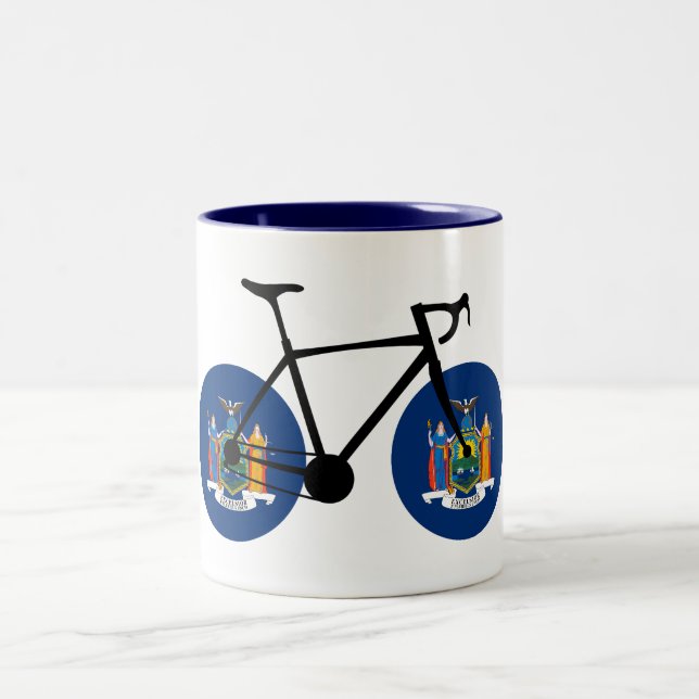 New Yorker Staatsflagge Radfahren Zweifarbige Tasse (Mittel)
