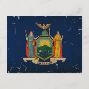 New Yorker Staatsflagge VINTAG Postkarte