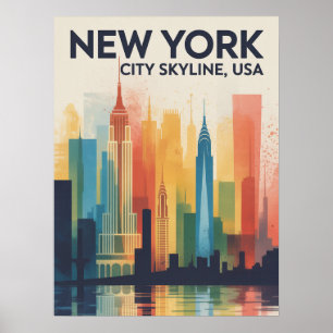New Yorker Stadt-Abstrakte Skyline-Kunst Poster