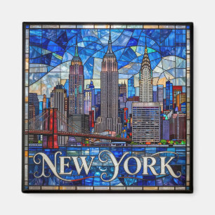 New Yorker Stadt Glasmalerei-Skyline 🗽 Magnet