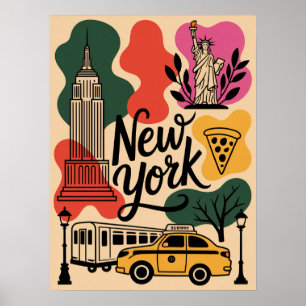 New Yorker Stadt ikonische Collage Skyline Poster