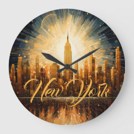 New Yorker Stadt, Illustration, farbenfrohe Modern Große Wanduhr