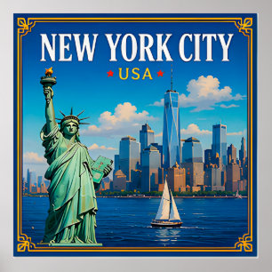 🗽 New Yorker Stadt-Skyline-Erinnerung aus Manhatt Poster