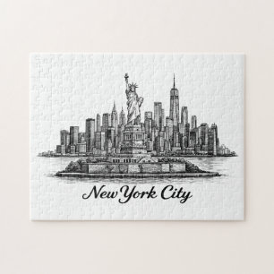 New Yorker Stadt Skyline Line Art Illustration