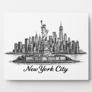 New Yorker Stadt Skyline Line Art Illustration Fotoplatte