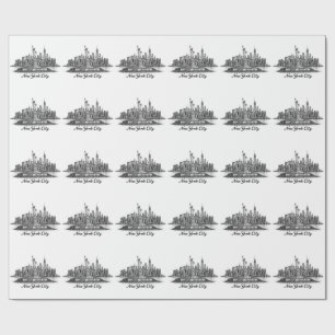 New Yorker Stadt Skyline Line Art Illustration Geschenkpapier