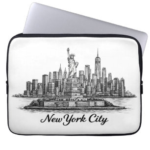 New Yorker Stadt Skyline Line Art Illustration Laptopschutzhülle