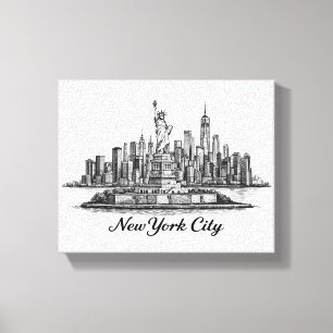 New Yorker Stadt Skyline Line Art Illustration Leinwanddruck