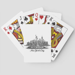 New Yorker Stadt Skyline Line Art Illustration Spielkarten